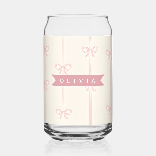Personalisiertes Rosa-Schleifen-Namensgeschenk Ele Dosenglas (Vorderseite)