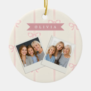 Personalisiertes rosa Schleifen Namensgeschenk Ele Keramik Ornament