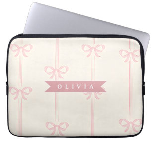 Personalisiertes rosa Schleifen Namensgeschenk Ele Laptopschutzhülle