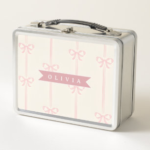 Personalisiertes Rosa Schleifen Namensgeschenk Ele Metall Brotdose