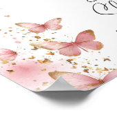 Personalisiertes Rosa-Schmetterling-Babyshower-Sch Poster (Ecke)
