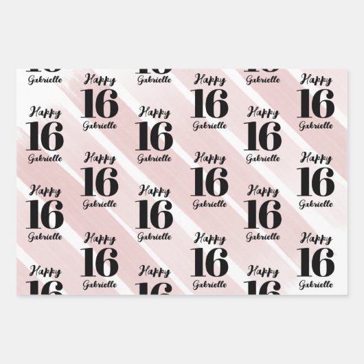 Personalisiertes rosa Schwarz Geschenkpapier Set (Vorderseite 3)