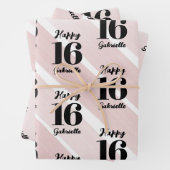 Personalisiertes rosa Schwarz Geschenkpapier Set (Beispiel)