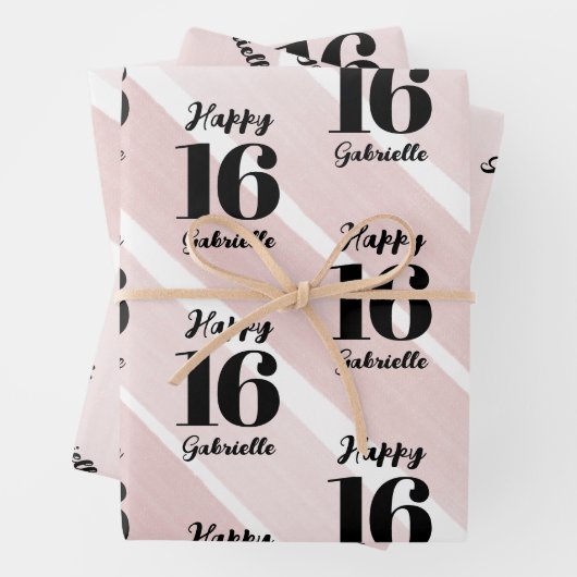 Personalisiertes rosa Schwarz Geschenkpapier Set (Beispiel)