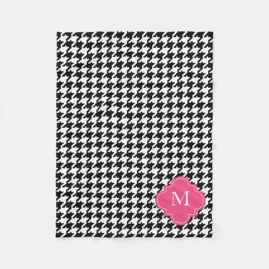Personalisiertes rosa Schwarz-weißes Fleecedecke (Vorderseite)
