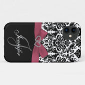 Personalisiertes Rosa, schwarzer verzierter Case-Mate iPhone Hülle (Rückseite (Horizontal))