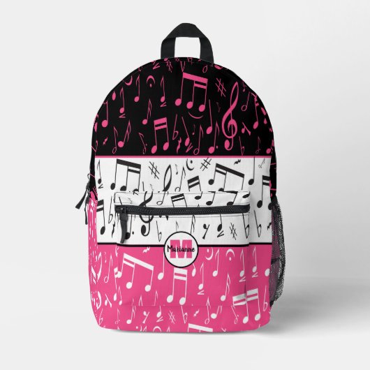 Personalisiertes rosa, schwarzweiß-farbenes Design Bedruckter Rucksack (Vorderseite)