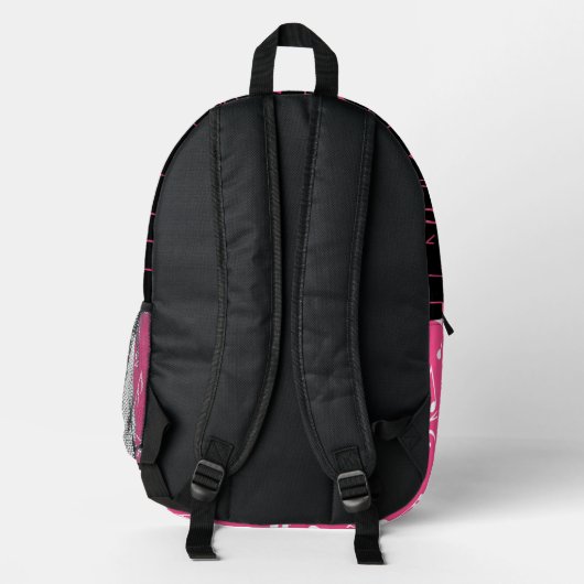 Personalisiertes rosa, schwarzweiß-farbenes Design Bedruckter Rucksack (Rückseite)