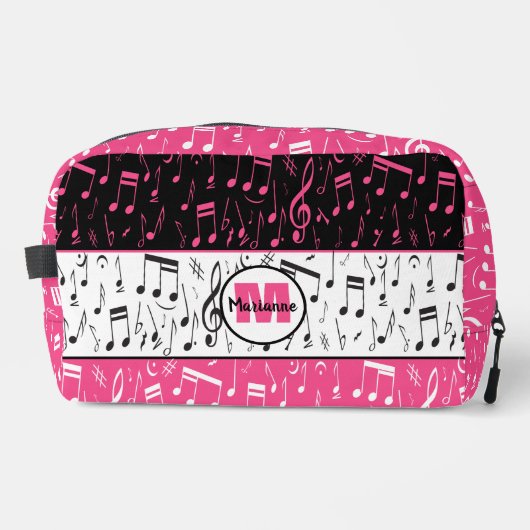 Personalisiertes rosa, schwarzweiß-farbenes Design Waschbeutel (Vorderseite)