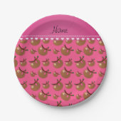 Personalisiertes rosa Slothnamensmuster Pappteller (Vorderseite)