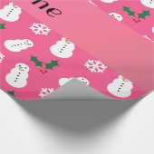 Personalisiertes rosa Snowmannamensweihnachten Geschenkpapier (Ecke)