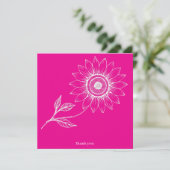Personalisiertes Rosa Sonnenblumen Kontur Dankeskarte (Stehend Vorderseite)