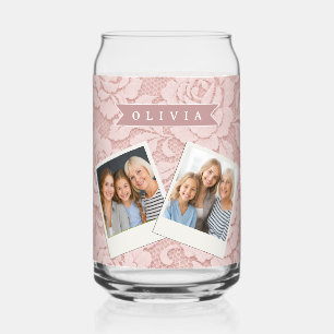 Personalisiertes Rosa Spitze Blumen Romantisch Dosenglas