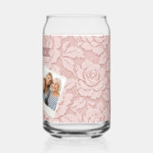 Personalisiertes Rosa Spitze Blumen Romantisch Dosenglas (Links)