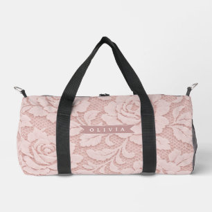 Personalisiertes Rosa Spitze Blumen Romantisch Duffle Bag