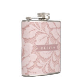 Personalisiertes Rosa Spitze Blumen Romantisch Flachmann (Rechts)