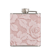 Personalisiertes Rosa Spitze Blumen Romantisch Flachmann (Rückseite)