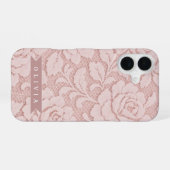 Personalisiertes Rosa Spitze Blumen Romantisch iPhone 16 Hülle (Rückseite (Horizontal))