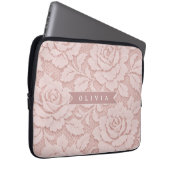 Personalisiertes Rosa Spitze Blumen Romantisch Laptopschutzhülle (Vorne Rechts)