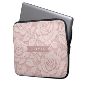 Personalisiertes Rosa Spitze Blumen Romantisch Laptopschutzhülle (Vorderseite Links)