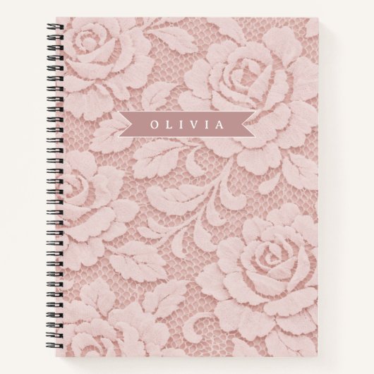 Personalisiertes Rosa Spitze Blumen Romantisch Notizblock (Vorderseite)
