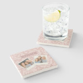 Personalisiertes Rosa Spitze Blumen Romantisch Steinuntersetzer (Seitenansicht)