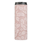 Personalisiertes Rosa Spitze Blumen Romantisch Thermosbecher (Rückseite)