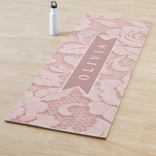 Personalisiertes Rosa Spitze Blumen Romantisch Yogamatte (Beispiel)