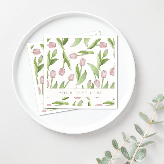 Personalisiertes rosa Tulip Paper Serviette