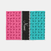 Personalisiertes rosa Türkispferdenamensmuster Fleecedecke (Vorderseite (Horizontal))