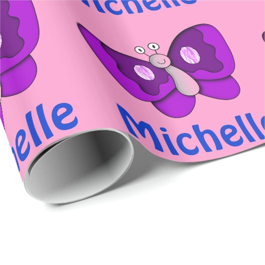 Personalisiertes rosa u. lila geschenkpapier (Rolleneckpunkt)