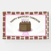 Personalisiertes Rosa und Braun glücklich Geburtst Banner (Horizontal)