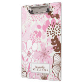 Personalisiertes rosa und braunes Blumenmuster Klemmbrett (Links)