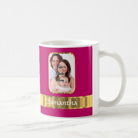 Personalisiertes Rosa und Gold Kaffeetasse (Rechts)