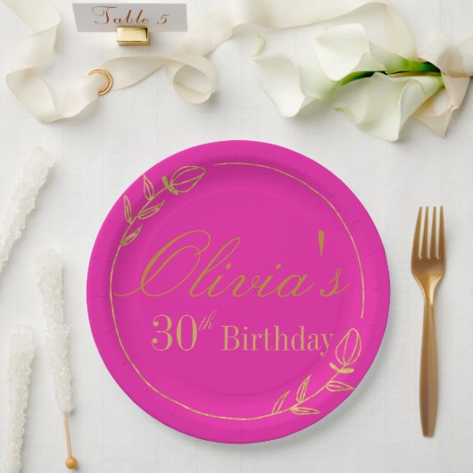 Personalisiertes Rosa und Gold Pappteller (Hochzeit)