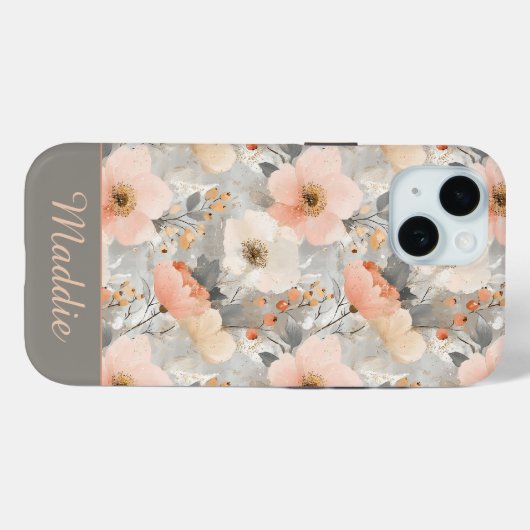 Personalisiertes Rosa und Graufarben Case-Mate iPhone Hülle (Rückseite (Horizontal))