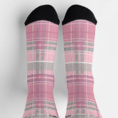 Personalisiertes Rosa und Grauton Tartan Kariert Socken (Oben)