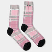 Personalisiertes Rosa und Grauton Tartan Kariert Socken (Rechts)