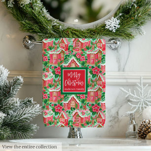 Personalisiertes rosa und grünes Weihnachts-Preppy Badhandtuch Set
