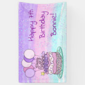 Personalisiertes Rosa und Lila Geburtstagsparty Banner (Vertikal)