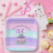 Personalisiertes Rosa und Lila Glück Geburtstag Pappteller (Party)