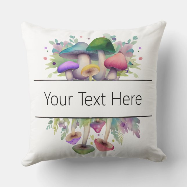 Personalisiertes Rosa und Lila Pilzmotiv Kissen (Rückseite)