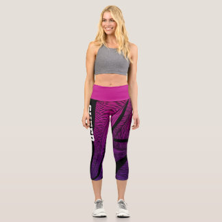 Personalisiertes Rosa und Lila Welle Capri Leggings