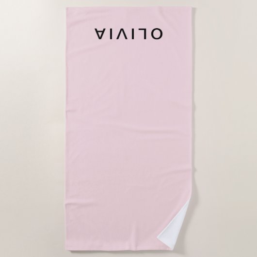 Personalisiertes Rosa und Name Monogramm | Elegant Strandtuch (Vorderseite)