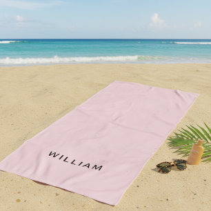 Personalisiertes Rosa und Name Monogramm   Elegant Strandtuch