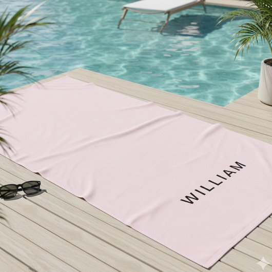 Personalisiertes Rosa und Name Monogramm | Elegant Strandtuch