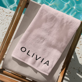 Personalisiertes Rosa und Name Monogramm | Elegant Strandtuch