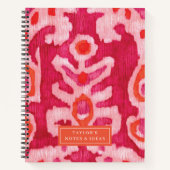 Personalisiertes Rosa und Orange Tribal Ikat Notizblock (Vorderseite)