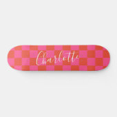 Personalisiertes rosa und orangefarbenes Prüfmuste Skateboard (Horizontal)