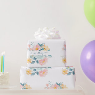 Personalisiertes Rosa und orangefarbenes Wasser Geschenkpapier